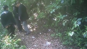 Encuentro En El Parque Al Aire Libre Con Hombres Asiáticos Aficionados Que Buscan La Atención De Papá
