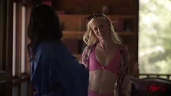 Romantic Moments: Blonde And Brunette Explore Their Bodies