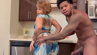A Big Cocked Man Has Sex With An Ebony Teen In A Kitchen.